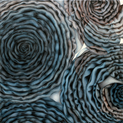 Annette von der Bey, ribbonspirals in blue and brown