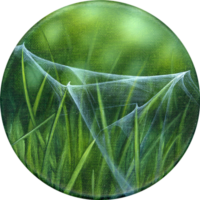 Annette von der Bey, grasses with cobwebs
