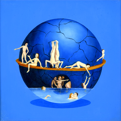 Annette von der Bey, globe with bathers from Boschs Garden of Earthly Delights