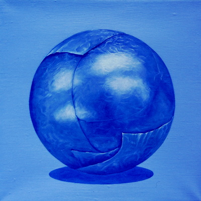 Annette von der Bey, chocolate ball in blue glitter paper