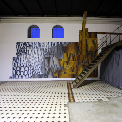 Annette von der Bey, installation Turmbau in the Kunsthalle Luckenwalde