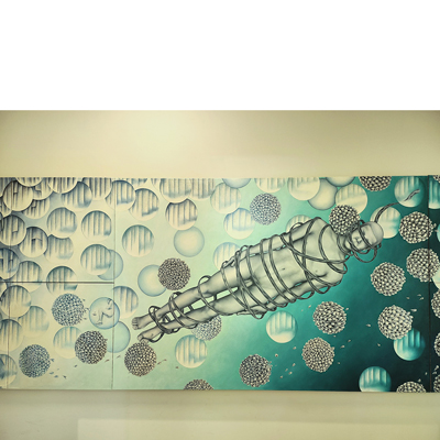 Annette von der Bey, Installation GEDRÄNGEFAKTOR im Bargheer Museum, 2025, Öl auf Leinen