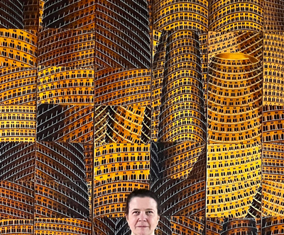 Annette von der Bey, TURMBAU, seit 1989, je 20 cm x 30 cm, Öl auf Leinen