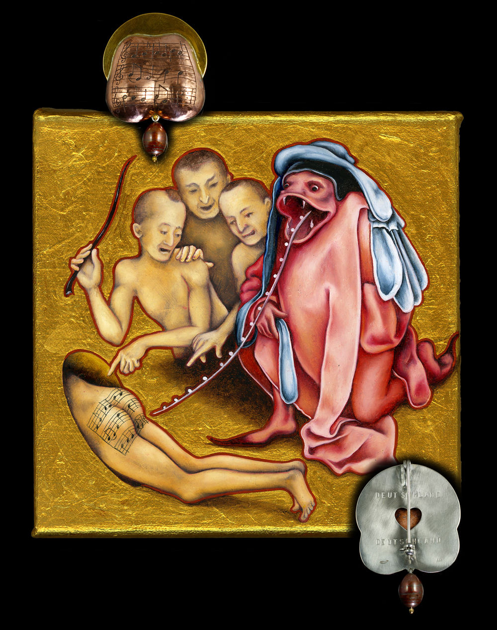 Annette von der Bey, painting and brooch Deutschland-Deutschland