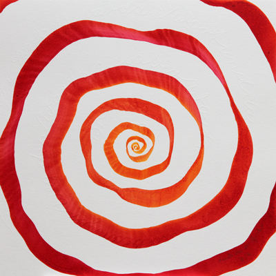 Annette von der Bey, red ribbon spiral