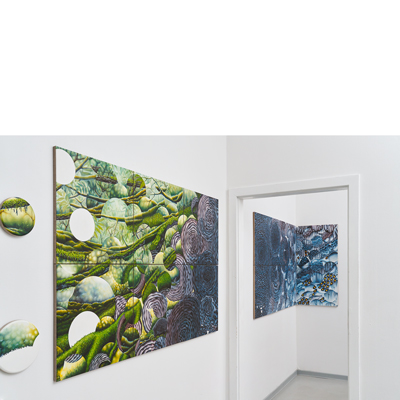 Annette von der Bey, Installation Paradies, E71, oil on linen